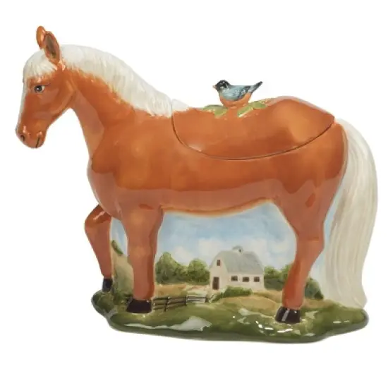 York Stables 3D Horse Cookie Storage Jar - Certified International image {1}