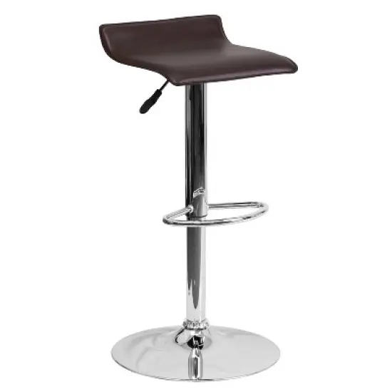 Emma and Oliver Solid Wave Seat Vinyl Adjustable Height Barstool with Chrome Base image {12}