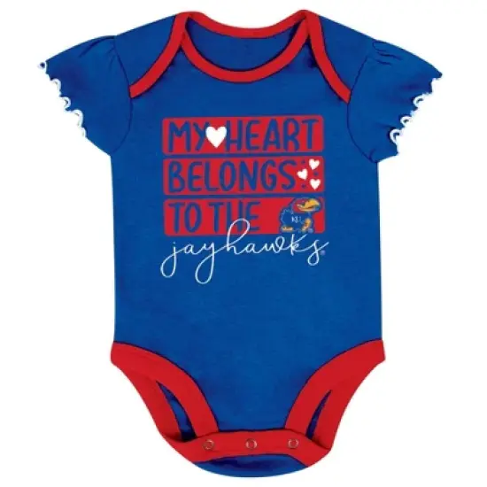 NCAA Kansas Jayhawks Infant Girls' 3pk Bodysuit Set image {1}