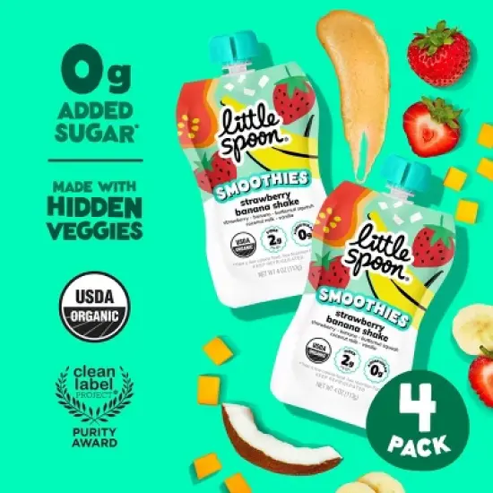 Little Spoon Strawberry Banana Smoothie Pouches - 16oz/4ct image {1}