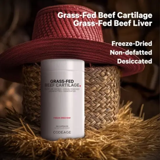 Codeage Grass-Fed Beef Cartilage Pasture-Raised, Non-Defatted Supplement, Freeze-Dried - 180ct image {3}