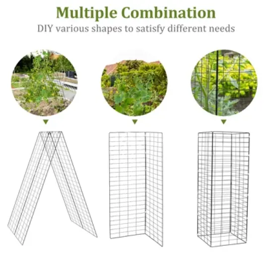 Costway 4 PCS Foldable Cucumber Trellis A-Frame Plant Supports with Twist Ties Green image {4}