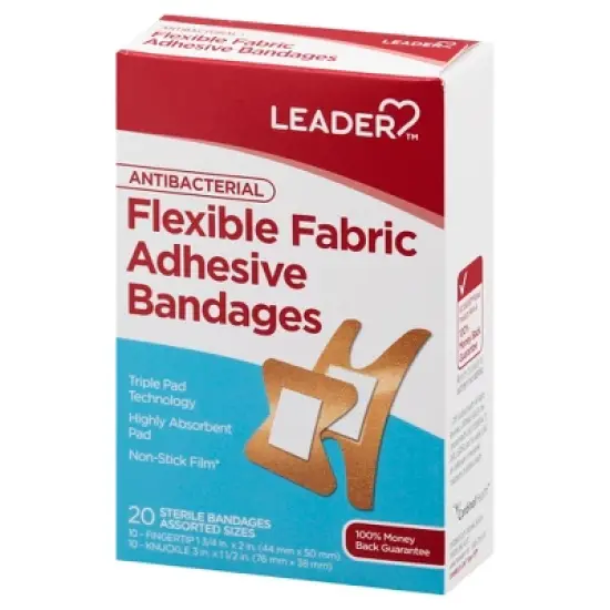 Leader Antibacterial Flexible Fabric Adhesive Bandages 20 ea image {2}