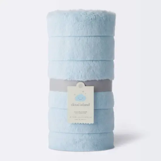 Faux Fur with Channel Carving Baby Blanket - Cloud Island&trade; - Light Blue image {3}