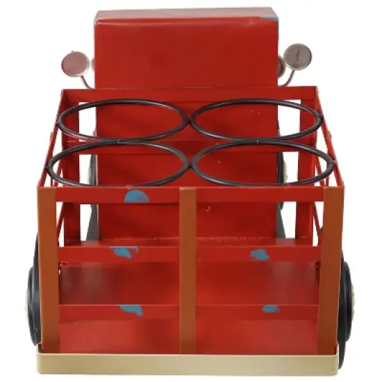 Sunnydaze Rustic Truck Metal Wine Rack - Red image {6}