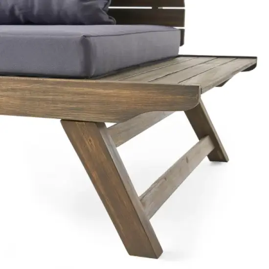 Christopher Knight Home Sedona Outdoor Acacia Wood Loveseat with Cushions image {7}