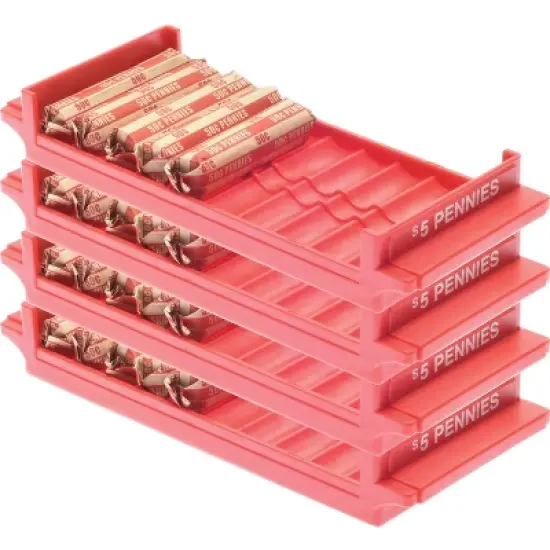 Nadex Coins&trade; Rolled-Coin-Storage Organizer Tray Sets with Ridges for Loose Coins, 4 Pack in Multicolored image {1}