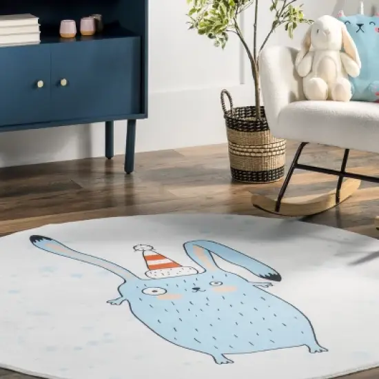 nuLOOM Eowyn Modern Rabbit Machine Washable Kids Area Rug image {8}