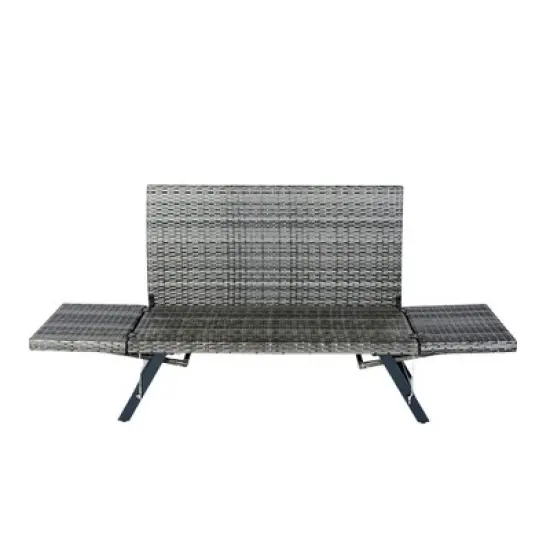 Whisen Wicker Patio Foldable Bench image {8}