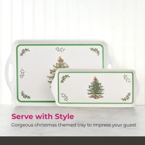 Spode Christmas Tree Sandwich Tray (15" x 6.5") - Decorative Serving Platter - Festive Melamine Dish, Durable Christmas Dinnerware image {3}
