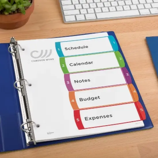 Avery Dividers for 3 Ring Binders, 5 Tabs per Set, Customizable Table of Contents, Multicolor Arched Tabs (11840) image {4}