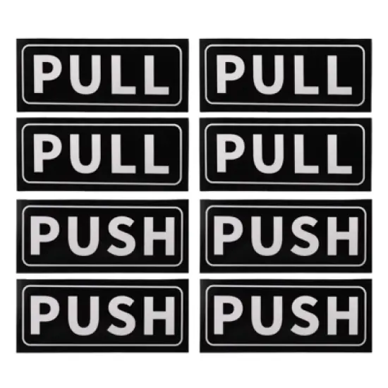Unique Bargains PVC Self-Adhesive Waterproof Horizontal Push Pull Door Sign 4 Set image {7}