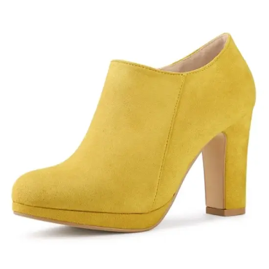 Allegra K Women's Platform Round Toe Chunky Heel Ankle Booties image {11}