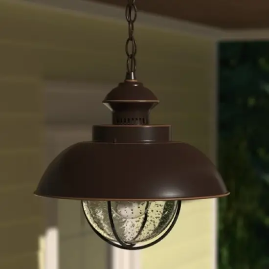VAXCEL Harwich 1 Light Coastal Outdoor Barn Dome Pendant Clear Glass image {10}