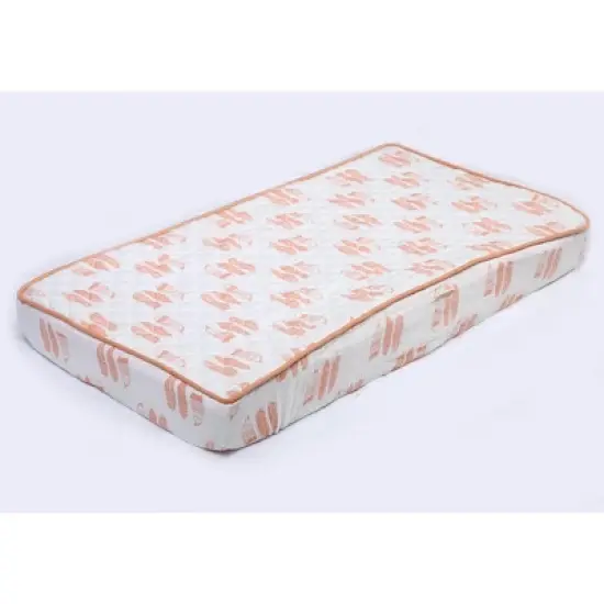 Bacati - Olivia Coral Feathers Quilted Muslin Changing Pad Cover image {7}