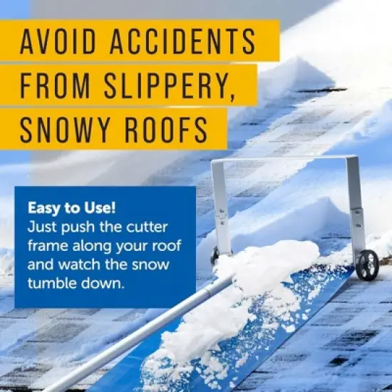 Maplefield Adjustable Roof Snow Rake with Curtain - Great for Clearing Snowy Roofs - Includes Storage Strap (30ft Length) image {1}