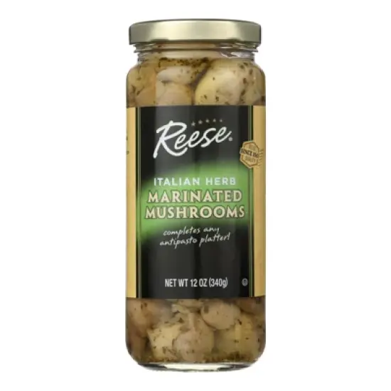 Reese Italian Herb Marinated Mushrooms - Case of 6/12 oz image {1}