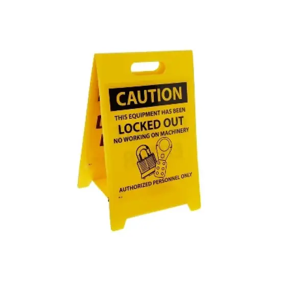 National Marker Floor Sign Dbl Side Caution This Equipment Has Been Locked Out. . .Caution Do Not image {1}