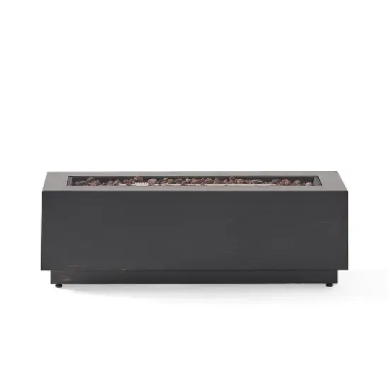 40-Inch Rectangular Outdoor Iron Fire Pit With Propane Tank Storage - 50,000 BTU, Dark Grey image {6}