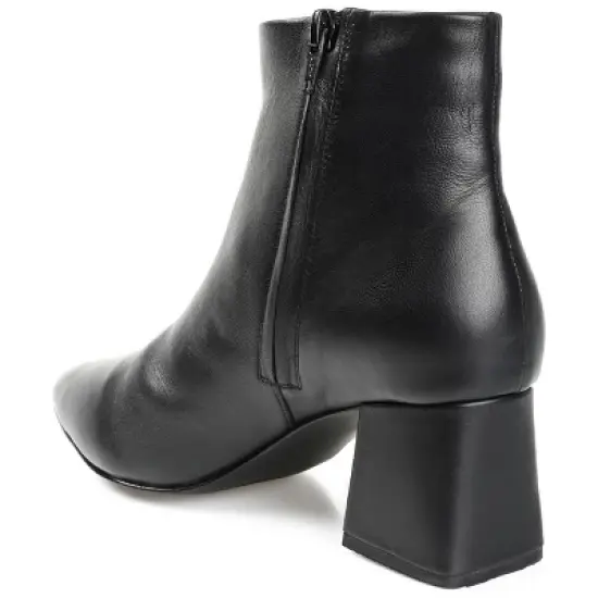 Journee Signature Womens Genuine Leather Tabbie Almond Toe Block Heel Ankle Booties image {6}