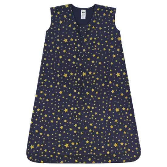 Hudson Baby Infant Cotton Sleeveless Wearable Sleeping Bag, Sack, Blanket, Gold Navy Star image {1}