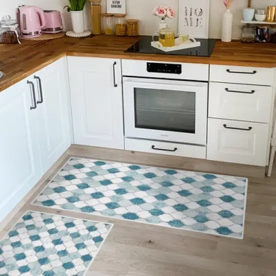 Sussexhome Non Skid Washable Kitchen Runner Rugs Set of 2 - Multipurpose Low Pile Area Rugs for Laundry Room, Entryway, Bathroom - Set of 44 x 24 and 31.5 x 20 Inches Floor Mats image {1}