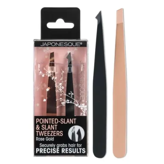 JAPONESQUE Pointed-Slant & Slant Tweezers - Rose Gold image {8}
