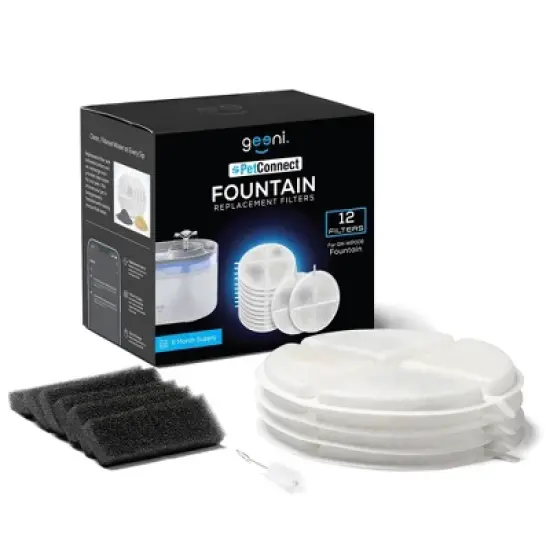 Geeni PetConnect Fountain Replacement Filters 12-Pack: Charcoal Material for Cats & Dogs image {4}
