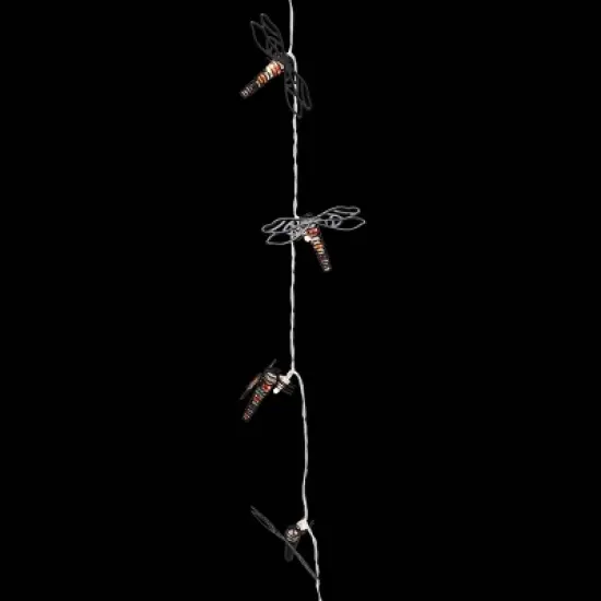 10 Bulb Metal Decorative Dragonfly LED String Lights - Alpine Corporation image {2}