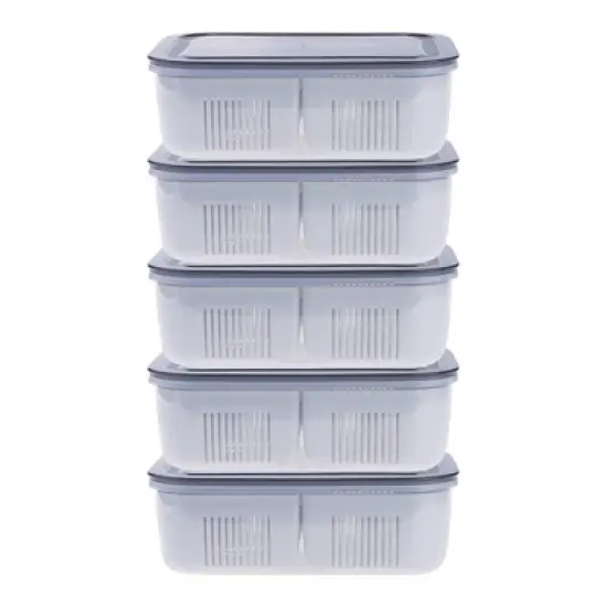 REGALWOVEN 5 Packs Leakproof Plastic Meal Prep Airtight Food Storage Containers 8"x 5.9"x 2.6" image {8}