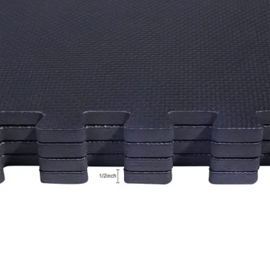 BalanceFrom Fitness 144 Square Foot Interlocking Extra Thick 1/2 Inch High Density Exercise Mat Tiles, 24 x 24 Inch Pieces, Black (2 Pack) image {2}