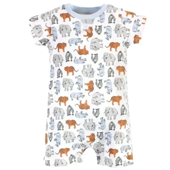 Touched by Nature Baby Organic Cotton Rompers 2pk, Endangered Elephant image {3}