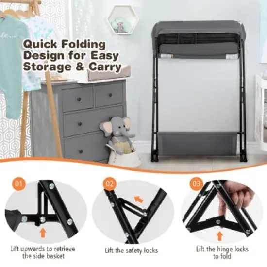 Infans Baby Infant Changing Table Folding Diaper Station Nursery w/ Storage image {4}
