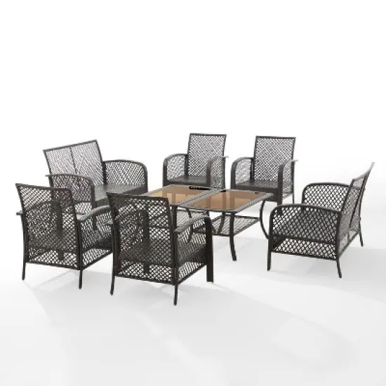 Tribeca 8pc Outdoor Wicker Conversation Set - Sand/Brown - Crosley image {7}