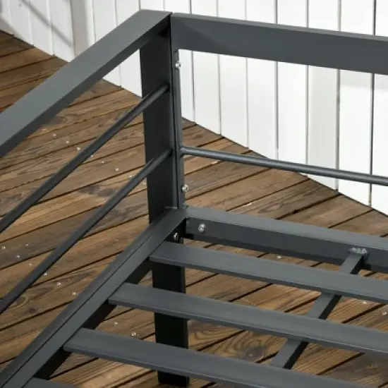 Outsunny Patio Furniture Set 4 Pieces, Outdoor Conversation Set with Water-Resistant Cushions, Coffee Table, 3-Seater Sofa, 2 Chairs for Porch, Gray image {5}