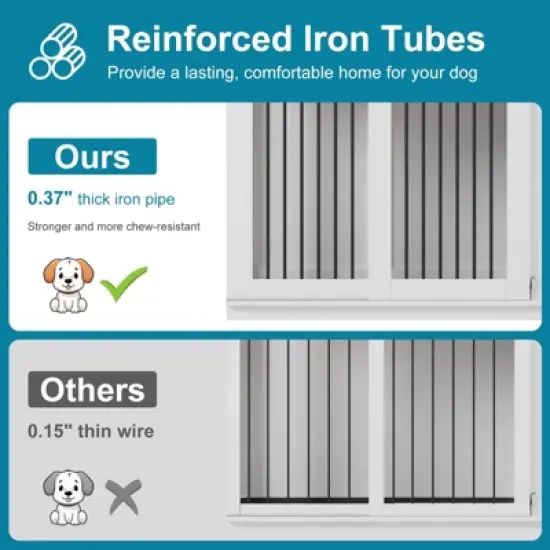 71inch Dual Dog Crate Furniture - Heavy Duty Wooden Kennel w/Sliding Barn Doors & Divider, TV Stand for Large Breeds image {5}