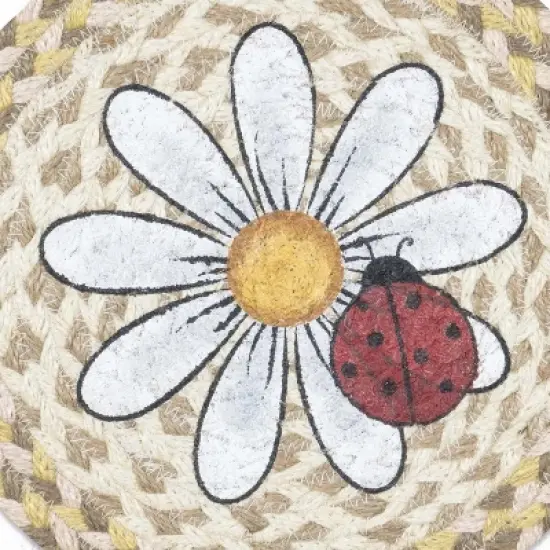 Earth Rugs Natural Fiber Trivet &ndash; Spring Table Accent with Daisy & Ladybug image {2}
