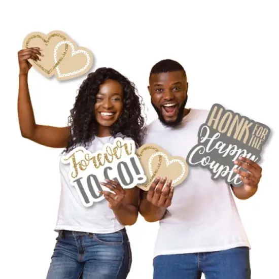 Big Dot of Happiness Honk, It's Our Anniversary - Yard Sign and Outdoor Lawn Decorations - Gold and Silver Wedding Anniversary Yard Signs - Set of 8 image {5}