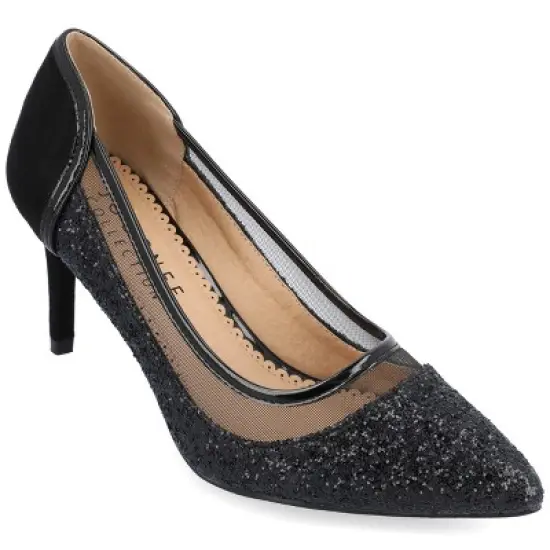 Journee Collection Womens Kalani Pointed Toe Mid Heel Pumps image {9}
