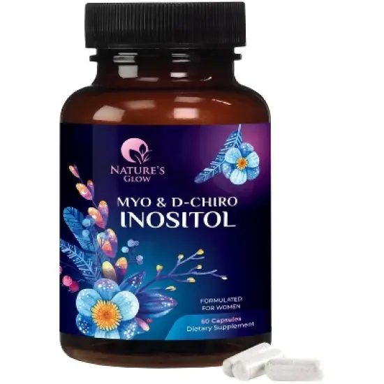 Myo-Inositol & D-Chiro Inositol 40:1 Ratio - Ovarian Health & Hormone Support - 60 Capsules By Nature's Glow image {9}