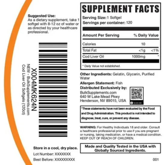 BulkSupplements Cod Liver Oil Softgels image {4}