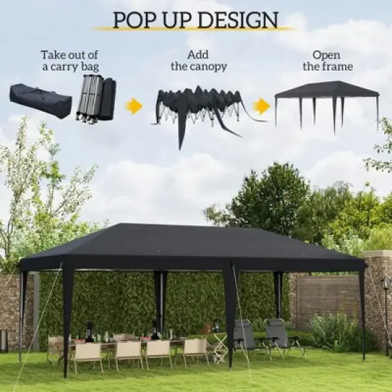 Resenkos Patio Garden Pergola, Pergola Canopy,10' x 20' Pop Up Canopy Tent, Upgraded Heavy Duty Tents for Parties with Carry Bag, Black image {6}