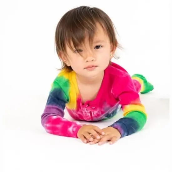 Leveret Kids Footed Cotton Tie Dye Pajama image {7}