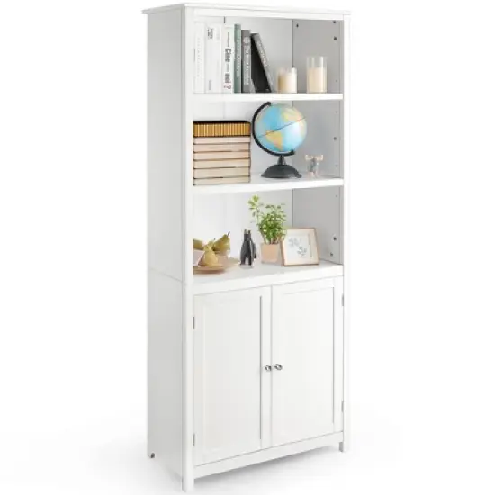 Costway Bookcase Shelving Storage Wooden Cabinet Unit Standing Display Bookcase W/Doors image {7}