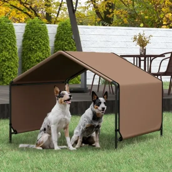 PawHut Dog Tent, Portable Dog Shelter, Water Resistant Dog Beach Tent for Shade Protection, Outdoor, Garden, Patio, Backyard, Brown image {1}