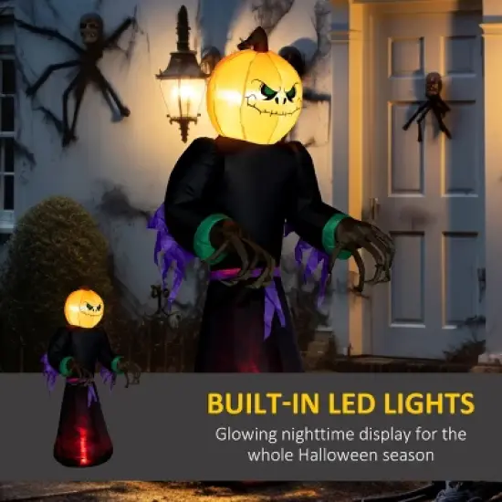Syemin Inflatable Holiday Decorations 7' Halloween Inflatable Outdoor Decoration Reaper Ghost Pumpkin, Blow Up Yard Decor, Black, 43.3"*26"*82.8" image {3}