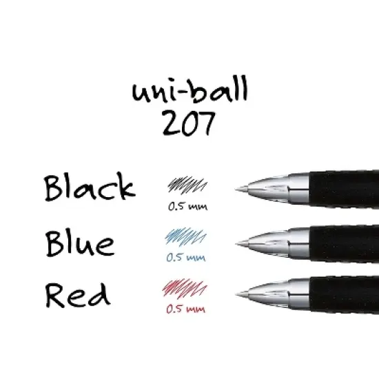 uni-ball 207 Retractable Gel Pens Micro Point 61270 image {7}