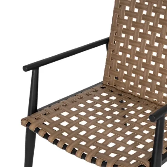 Christopher Knight Home Winnie 3 Pieces Outdoor Industrial Rattan, Metal and Tempered Glass Chat Set image {5}