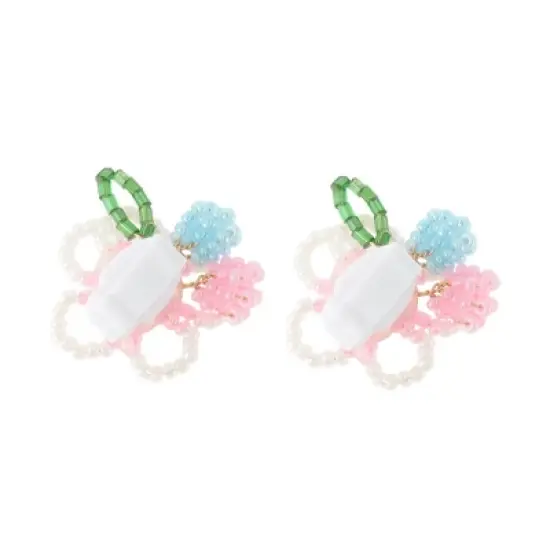 Unique Bargains Beaded Flower Shoelace Charms Pink 1 Pair image {3}