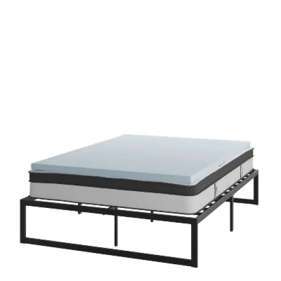 Flash Furniture 14 Inch Metal Platform Bed Frame with 10 Inch Pocket Spring Mattress in a Box and 2 Inch Cool Gel Memory Foam Topper image {16}